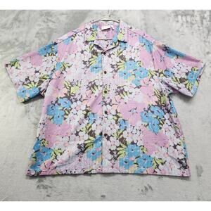 ASOS Top Mens L Floral Short Sleeve Button-Up Camp Shirt Unisex Boxy Oversized